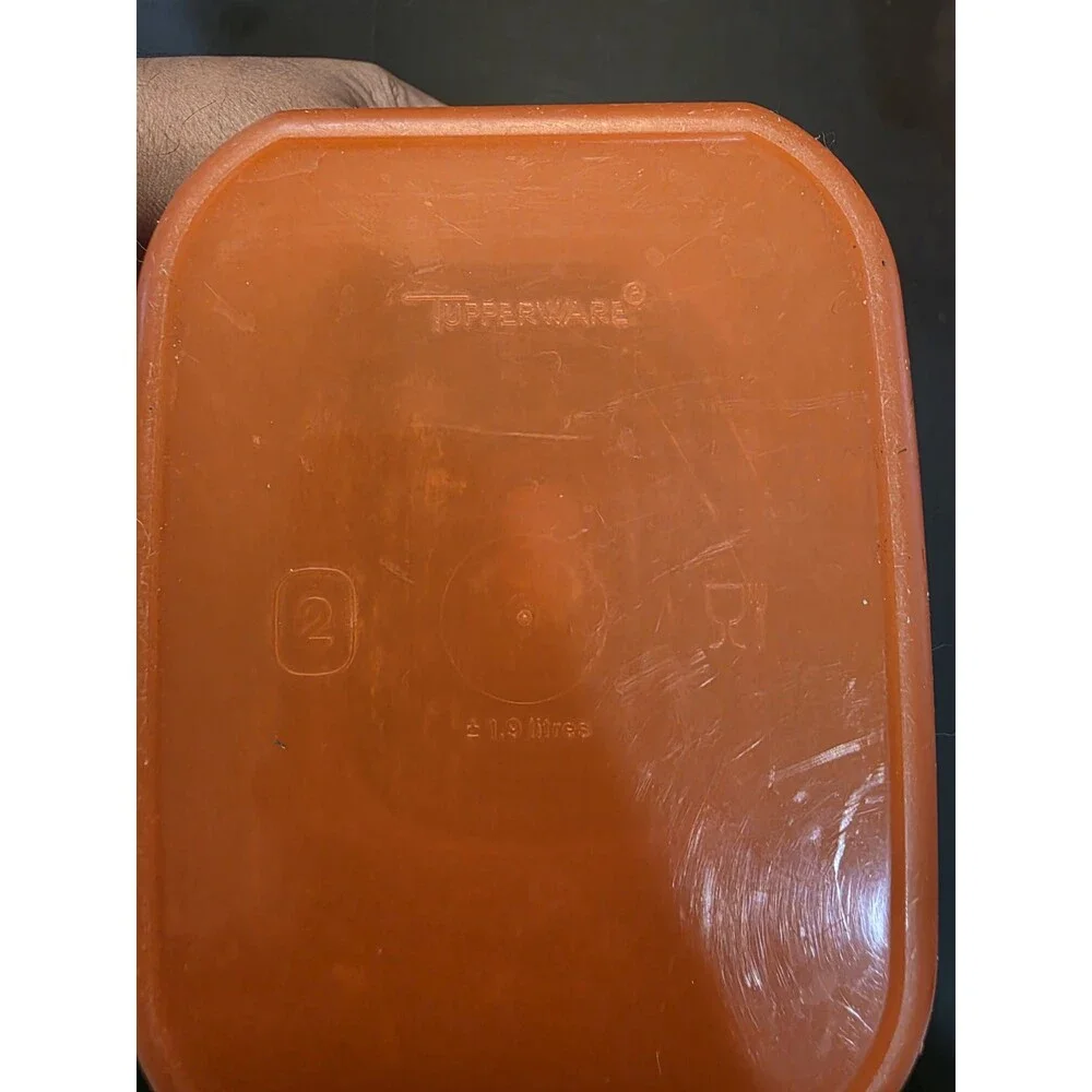 Vintage Tupperware Servalier One Touch Canister Set Orange Accordion Lids 4 Pc